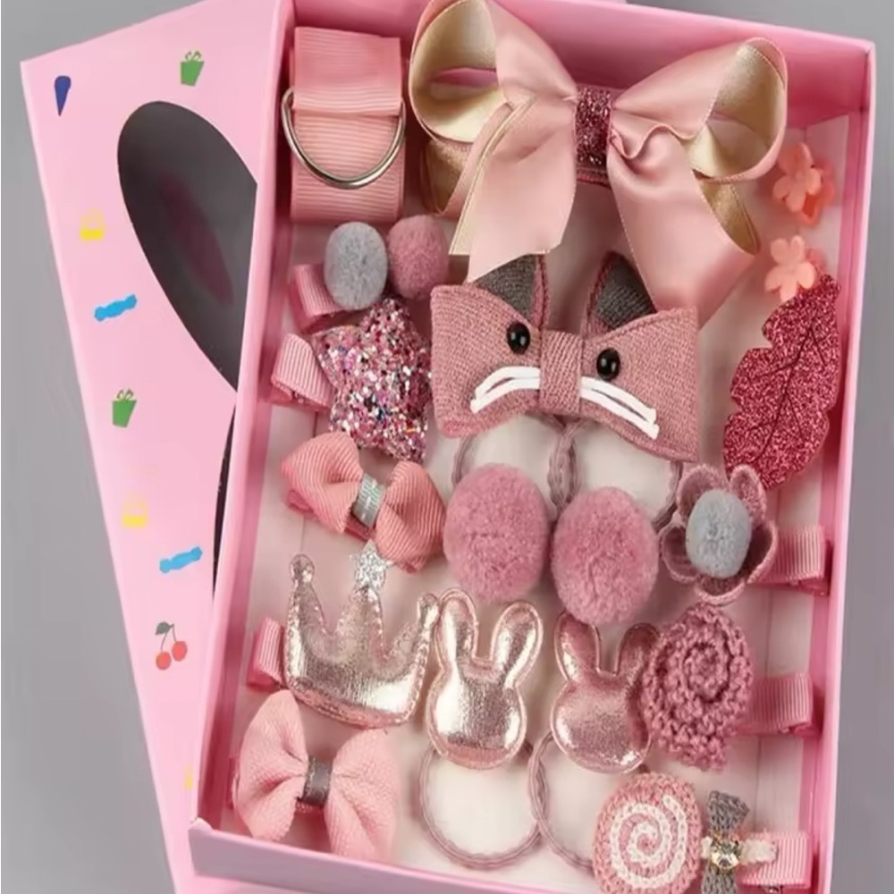 Pink Hair 18pcs Accessories Set for Kids
0412